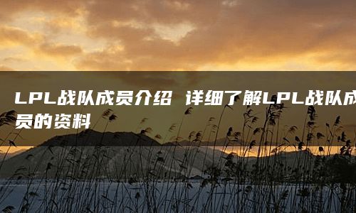 LPL战队成员介绍 详细了解LPL战队成员的资料