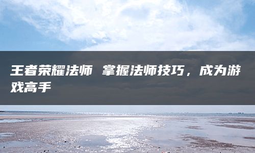 王者荣耀法师 掌握法师技巧，成为游戏高手