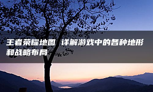 王者荣耀地图 详解游戏中的各种地形和战略布局