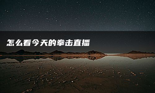 怎么看今天的拳击直播