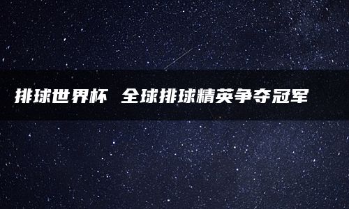 排球世界杯 全球排球精英争夺冠军