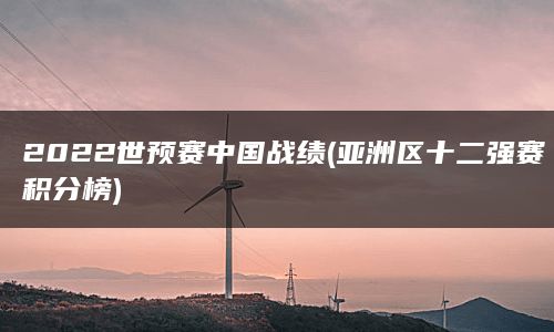 2022世预赛中国战绩(亚洲区十二强赛积分榜)