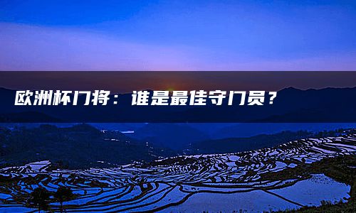 欧洲杯门将：谁是最佳守门员？