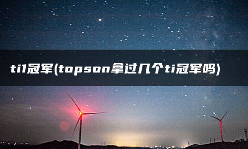 ti1冠军(topson拿过几个ti冠军吗)