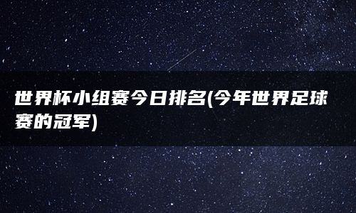 世界杯小组赛今日排名(今年世界足球赛的冠军)