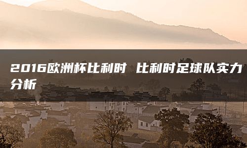 2016欧洲杯比利时 比利时足球队实力分析