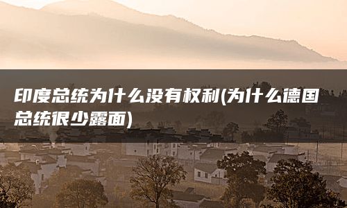 印度总统为什么没有权利(为什么德国总统很少露面)