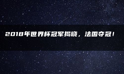 2018年世界杯冠军揭晓，法国夺冠！