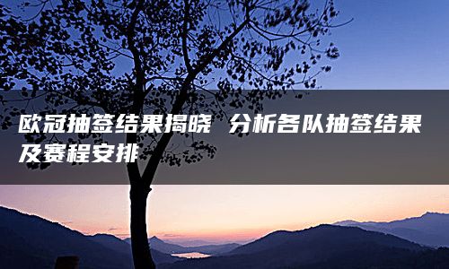 欧冠抽签结果揭晓 分析各队抽签结果及赛程安排