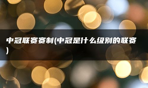 中冠联赛赛制(中冠是什么级别的联赛)