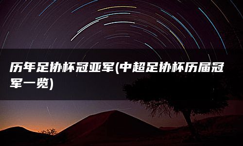 历年足协杯冠亚军(中超足协杯历届冠军一览)