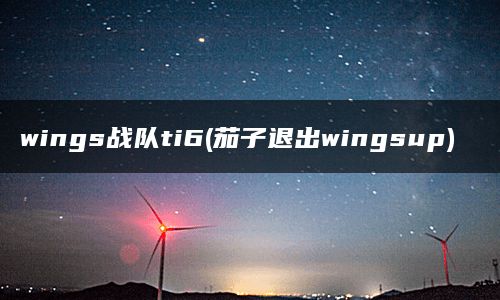 wings战队ti6(茄子退出wingsup)