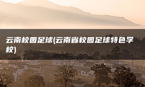 云南校园足球(云南省校园足球特色学校)