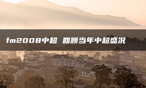 fm2008中超 回顾当年中超盛况