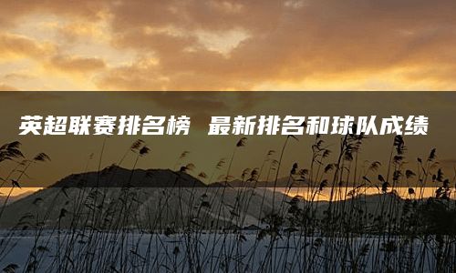 英超联赛排名榜 最新排名和球队成绩